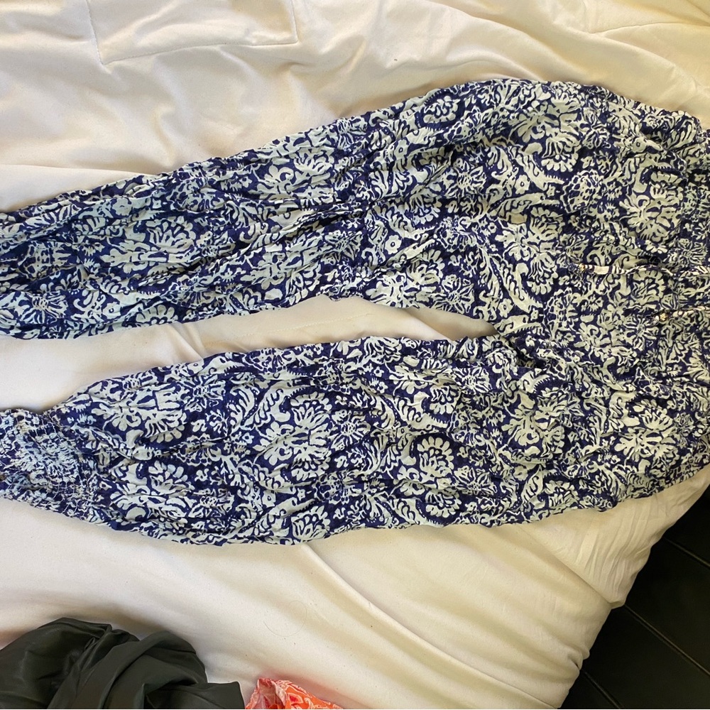 Blue and White Patterned Pants